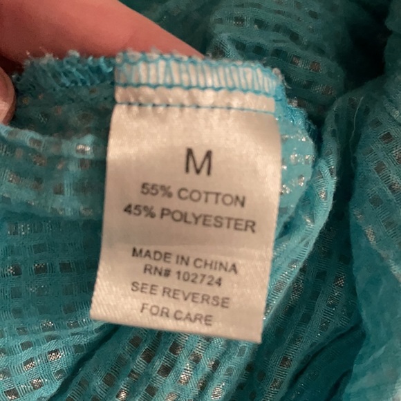 Turquoise Ruffle Button Top Medium - Picture 6 of 8